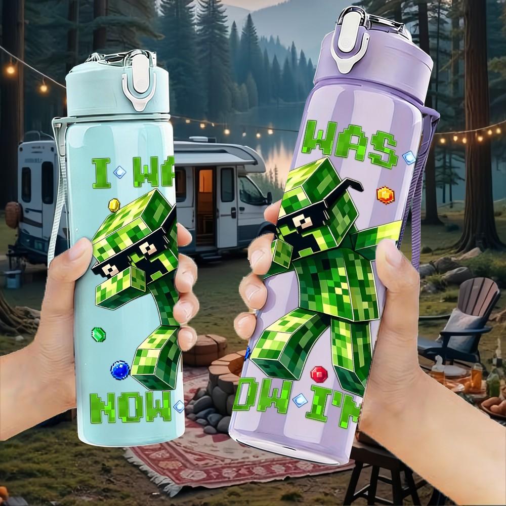 1PC I Was 6 Now I'm 7 Letter Art 750ml Color Plastic Sports Water Bottle Leakproof Flip Straw Lid For Sports Office Home Use