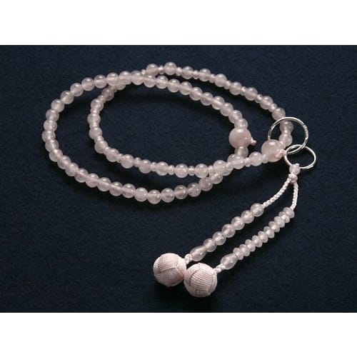 Kyoto Butsudan Hayashi Buddhist Prayer Beads, Jodo Sect, Rose Quartz (Women's), Formal, Authentic, with Prayer Bead Bag, SW-007, Kyoto