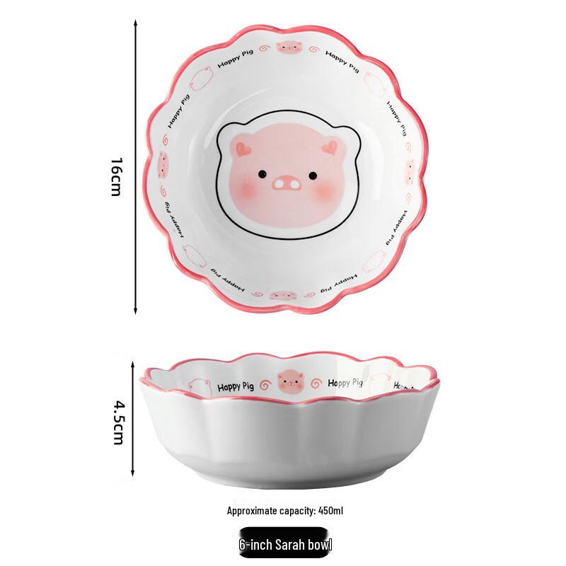 

Керамический набор для лапши быстрого приготовления с мультяшной свиньей Hanyou