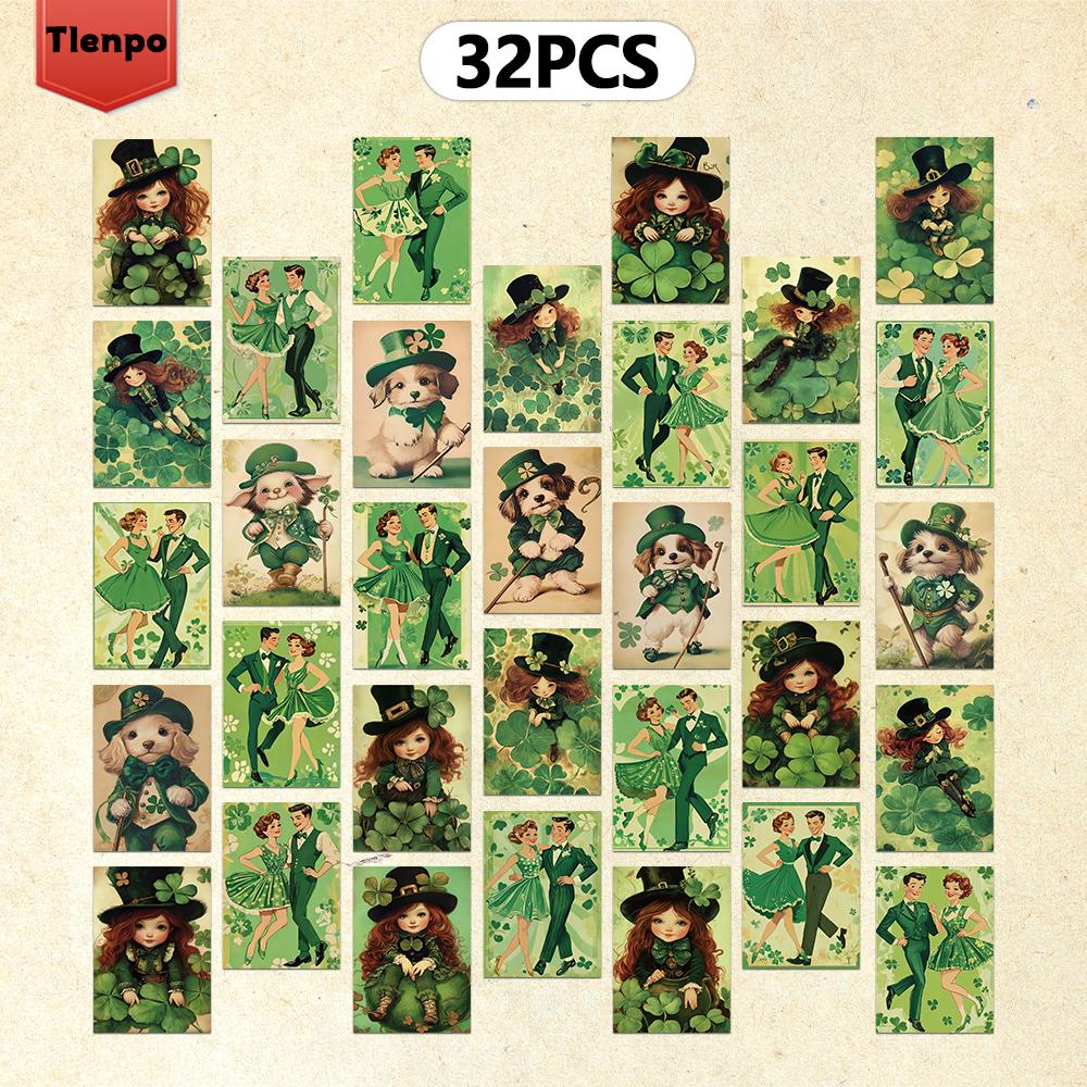 32pcs, Vintage St. Paddy's Day Postcards, Tricky Postcards, Message Cards, Cards, DIY Postcards, Collectible Holiday Decorations
