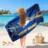 Leeds Rhinos Customized Name Text Beach Towel, Soft Absorbent Towel Beach Pool Travel Personal Gift
