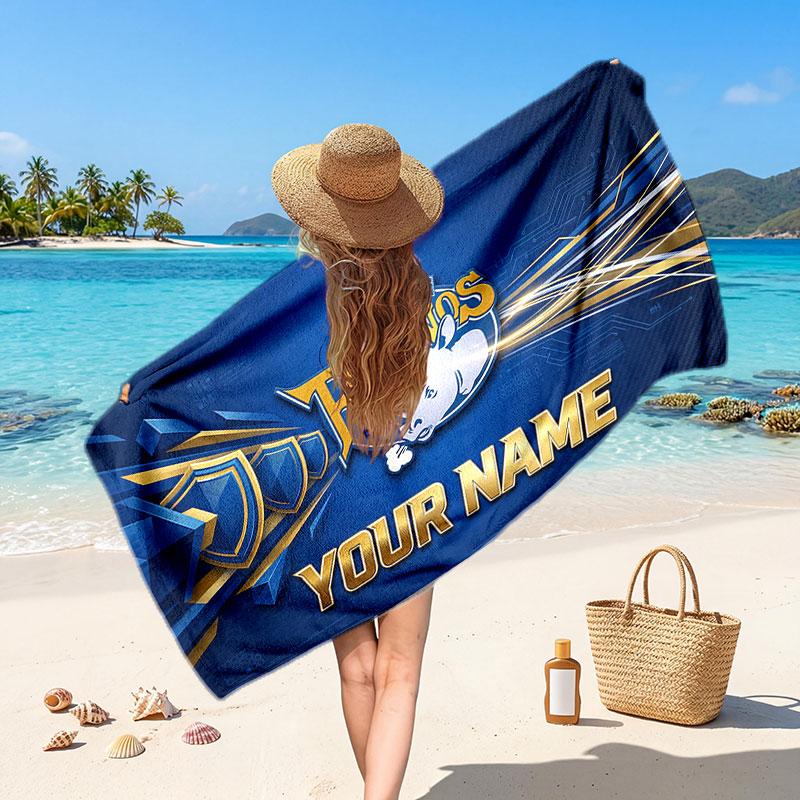 Leeds Rhinos Customized Name Text Beach Towel, Soft Absorbent Towel Beach Pool Travel Personal Gift