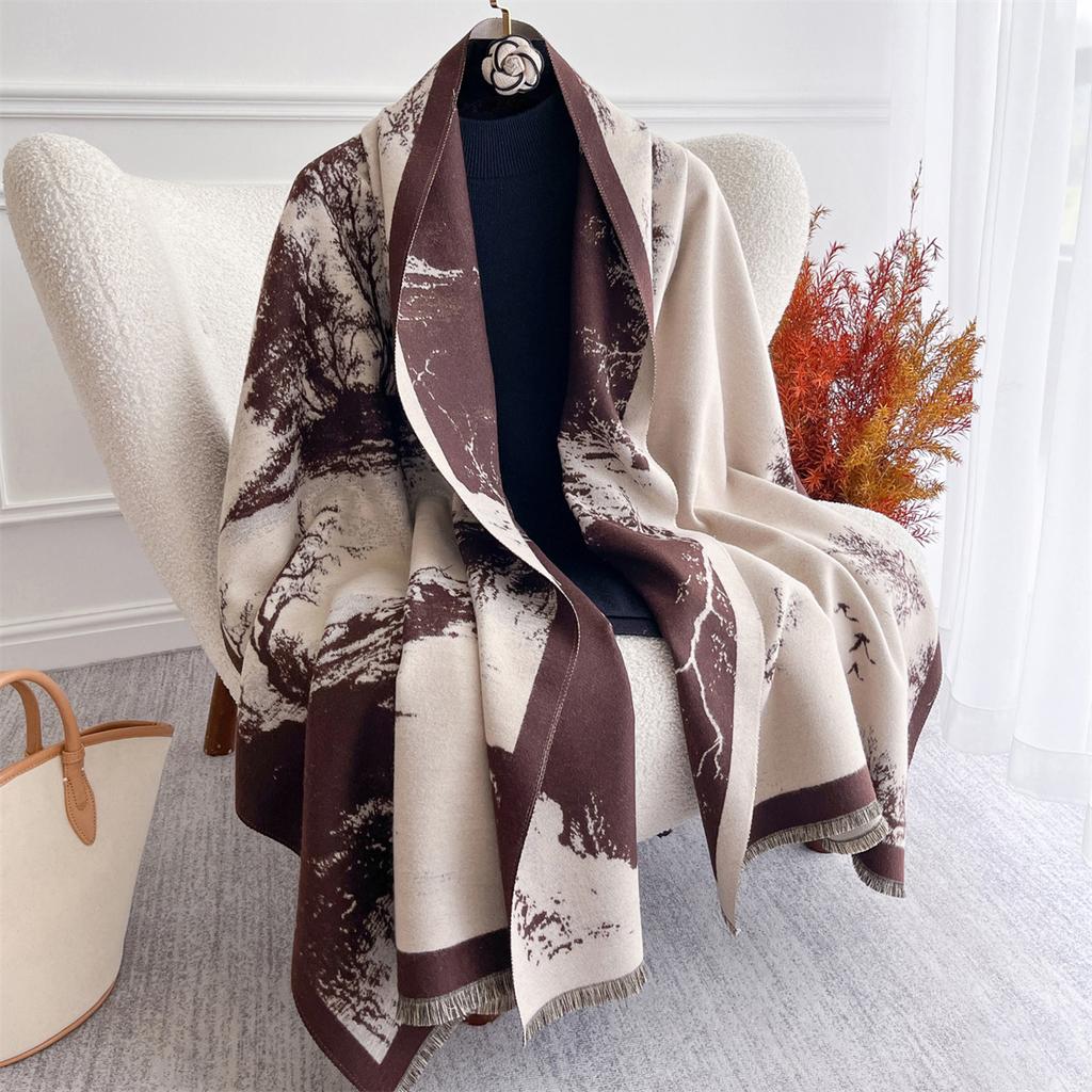 Winter Warm Cashmere Scarf for Women Luxury Print Pashmina Shawl Wrap Neckerchief Female Bufanda Echarpe Design Headband