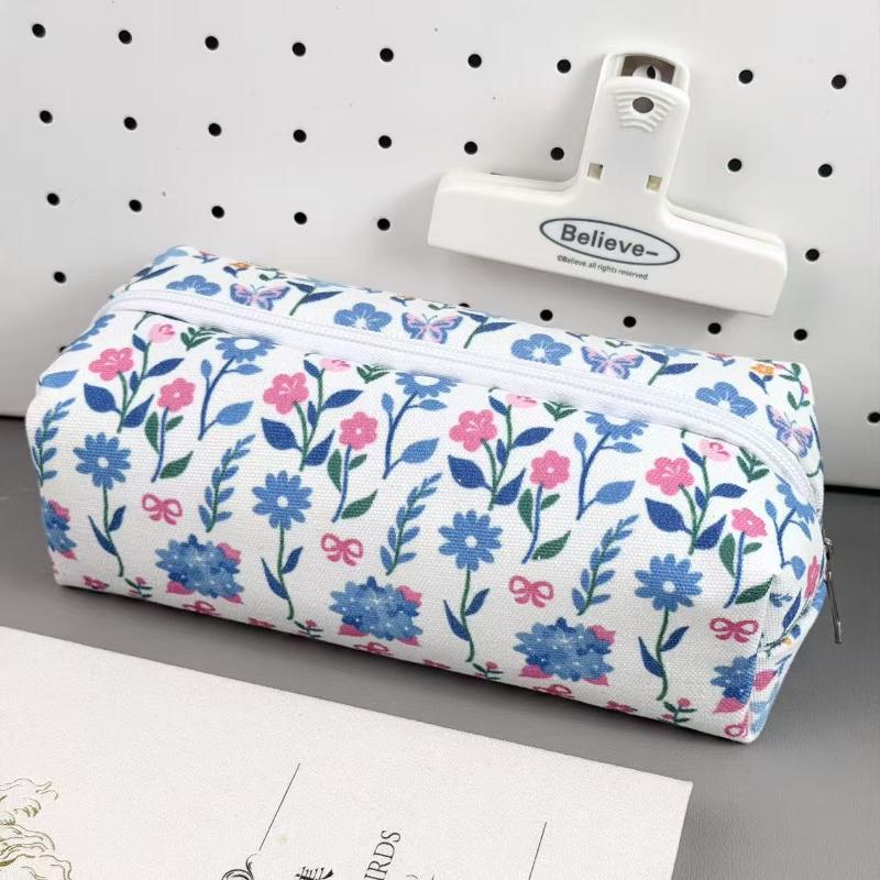 Süßer Cartoon-Tier-Blumen-Federmäppchen Leinwand Reißverschluss Schreibwarentasche Für Schule Büro Und Tägliche Nutzung Schüler-Schreibwaren