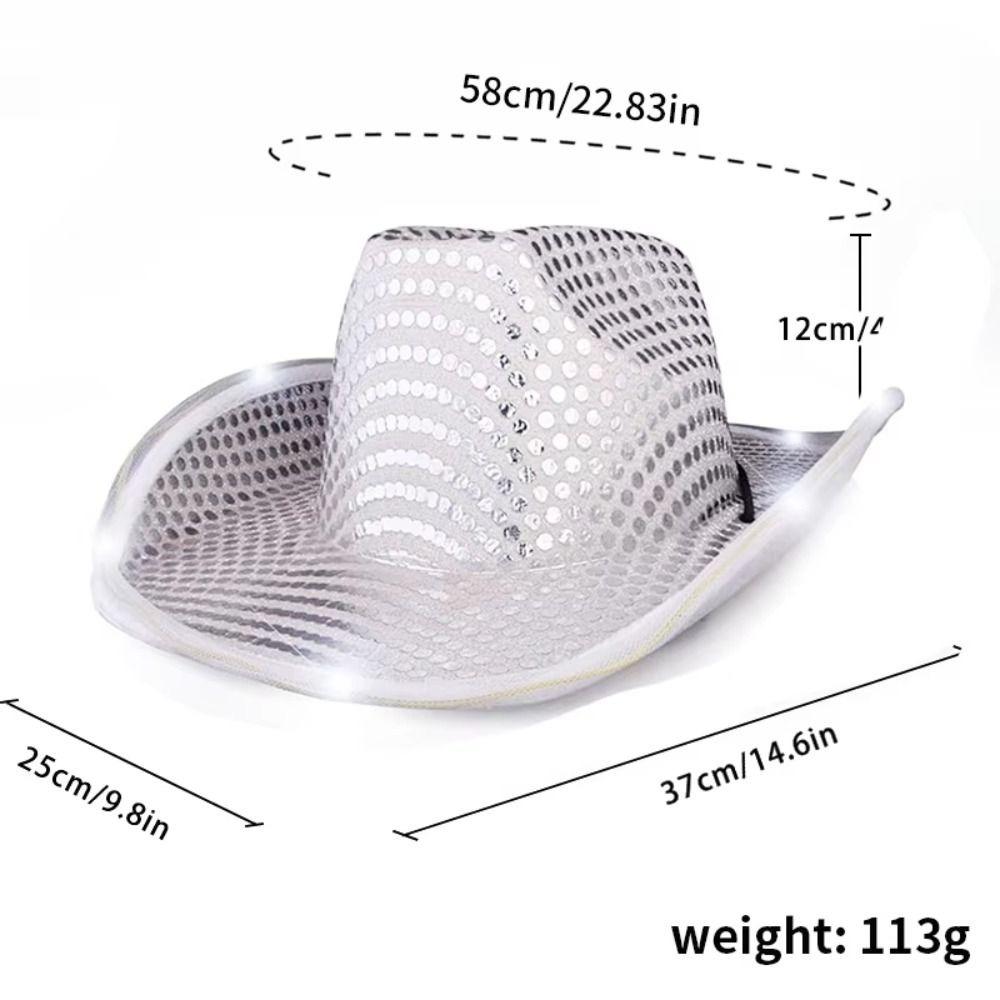 Pearlescent Finish LED Cowboy Hat Luminous Design Glowing Hat Cowgirl Hat  Carnival Party