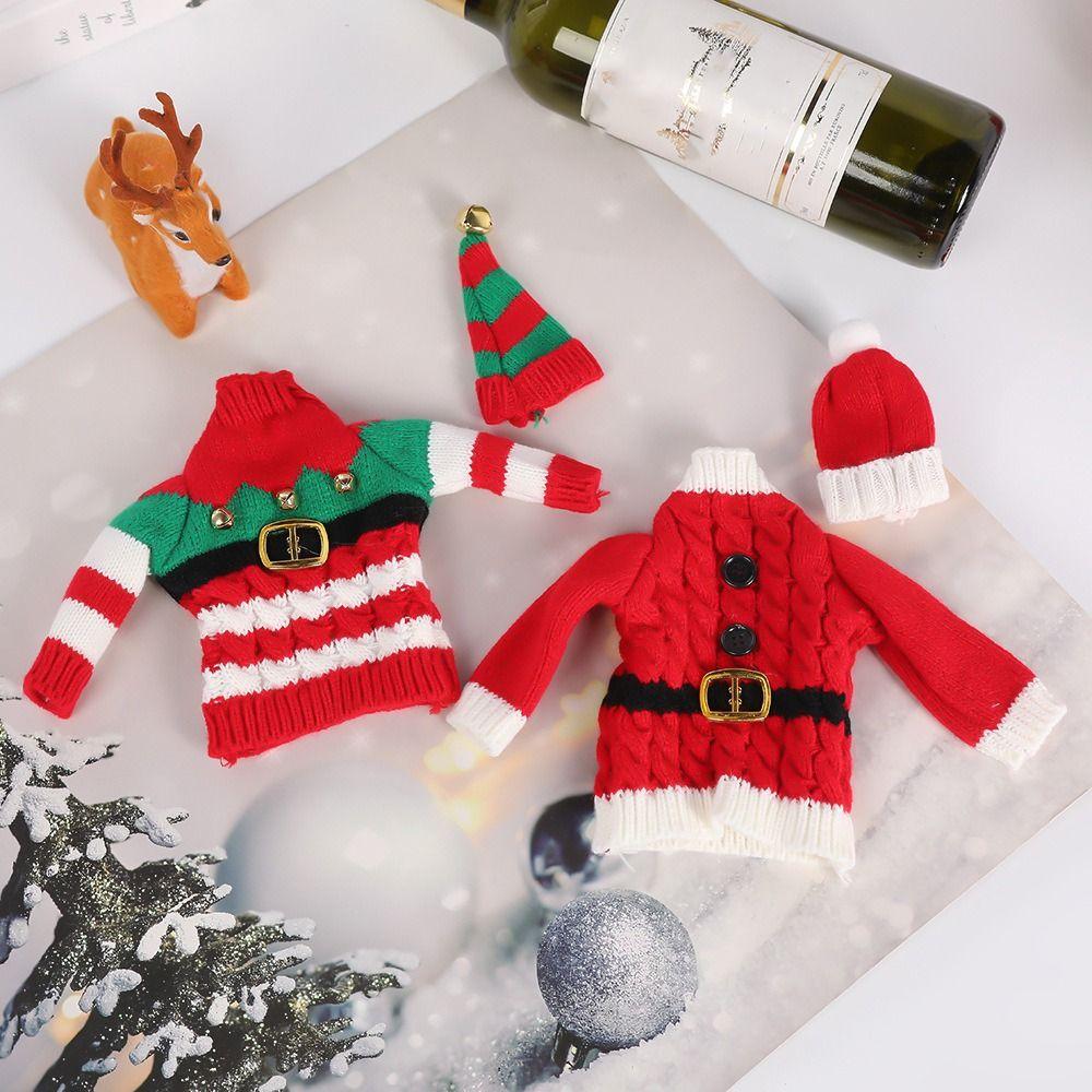 DIY Christmas Wine Bottle Cover Creative Wine Bottle Knitted Sweaters Party Supplies