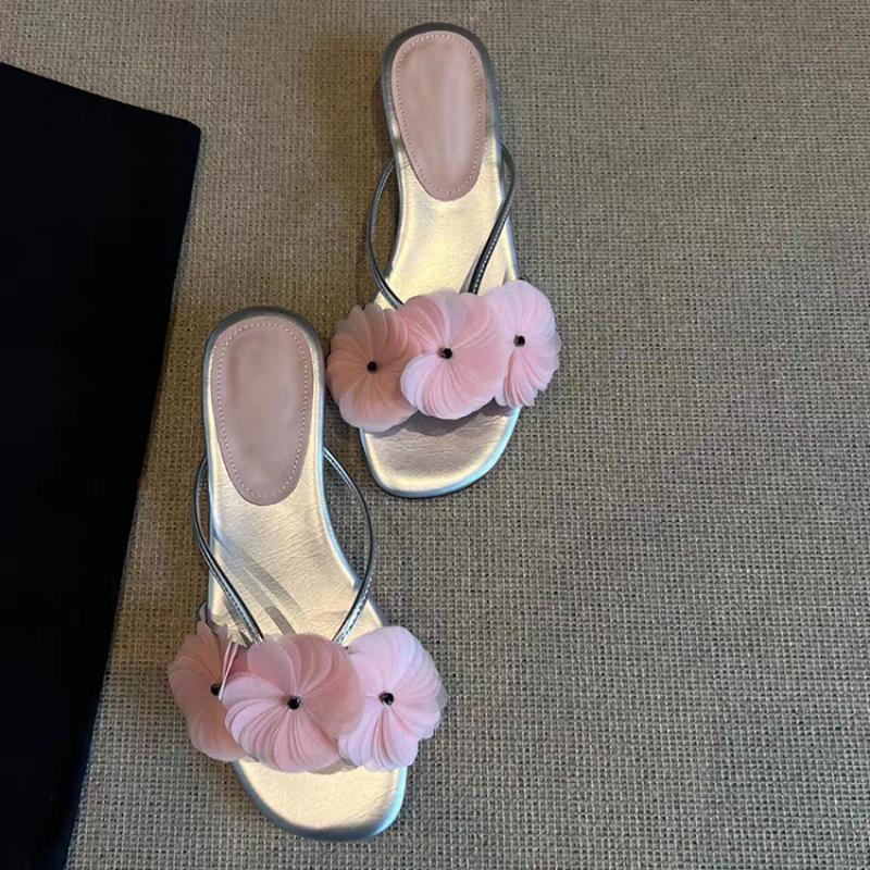 Flower Women Slippers Flats Beach Dress Shoes Summer Sandals 2025 New Casual Flip Flops Open Toe Sport Slides Mujer Sandalias