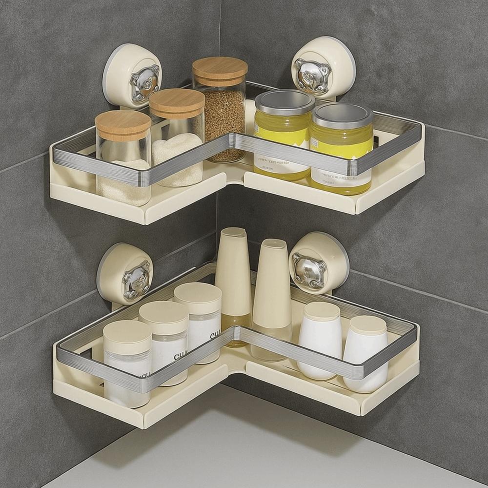 Triangular Corner Storage Shelf Stainless Steels Shower Shampoo Rack Toiletries Organizer  Corner