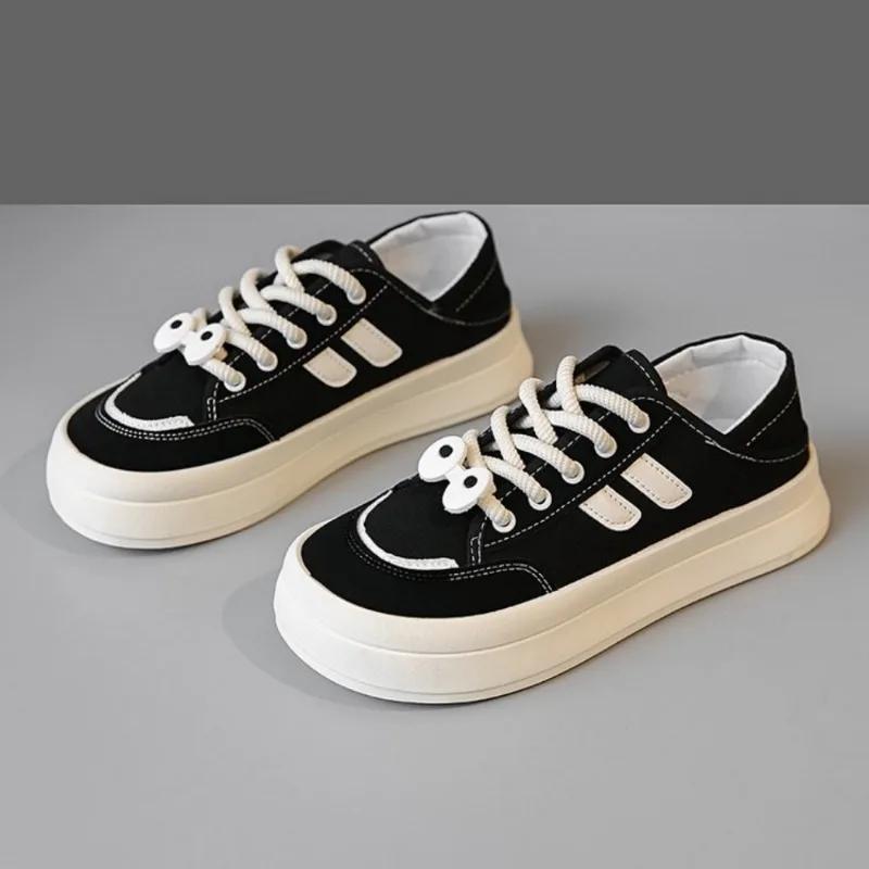 Fashion 2024 New Spring Summer Black Half-drag Canva Shoes Women's Breathable Versatile Hong Kong Style Two-wear Slip-on Heel Shoes