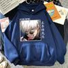 Autumn Winter Casual Anime Gojo Satoru Print Hoodies Solid Color Long Sleeve Hooded Pullovers Sweatshirts Plus Size