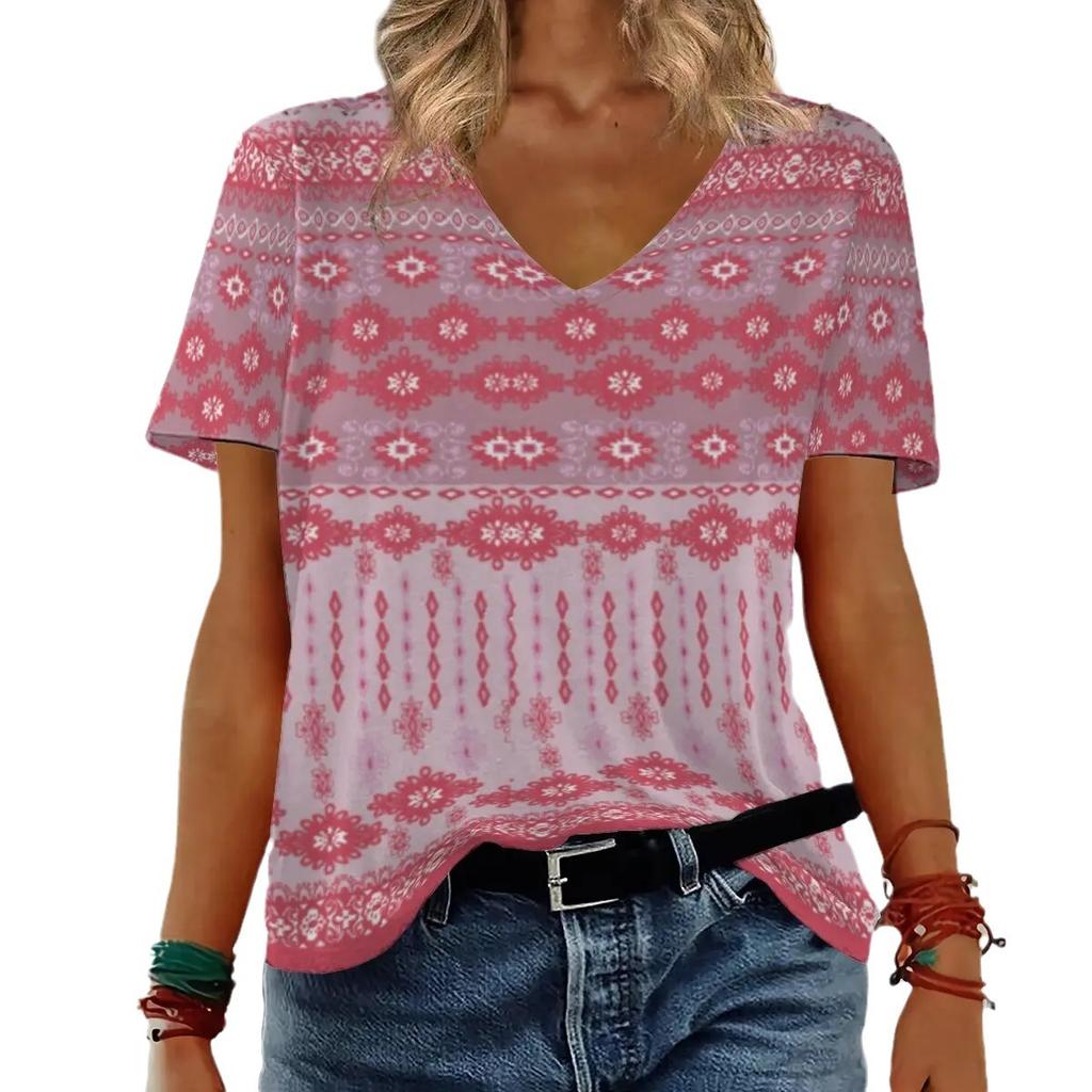 Summer New Women's Clothing Slimming Loose 3D Women's Short Sleeved Ethnic Style T-shirt