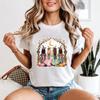 Cute Witch Friends Womens T-Shirt Floral Moon Vintage Halloween Gift