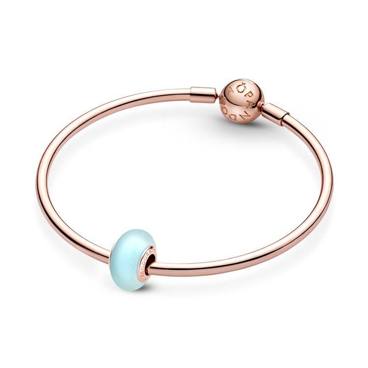 Pandora Murano Glass Charm Rose Gold Matte Blue Women Charm 789420C00