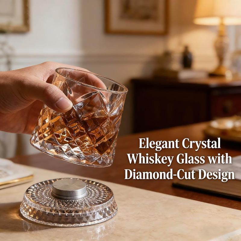 280ml Rotating Whiskey Glass Crystal Rum Glass Cocktail Party Drinking Gift Creative Crystal Premium Beer Glass
