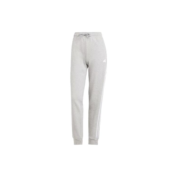 New Adidas Future Icons 3 Stripes Regular Pants Knitted Sports Pants Women's Gray IS3662