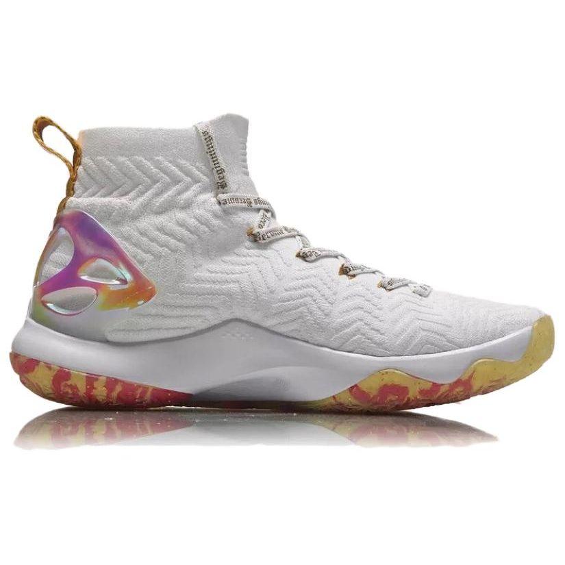 Li Ning CF Heart Of Amber High-Top Retro Basketball Shoes Men Sneakers White ABAN035-6