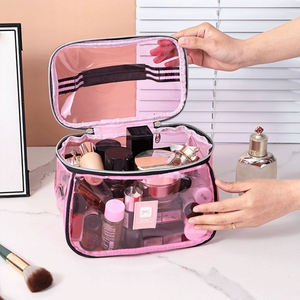 PVC Clear Makeup Bag Waterproof Toiletry Storage Organizer Portable PVC Cosmetic Bag  Shopping