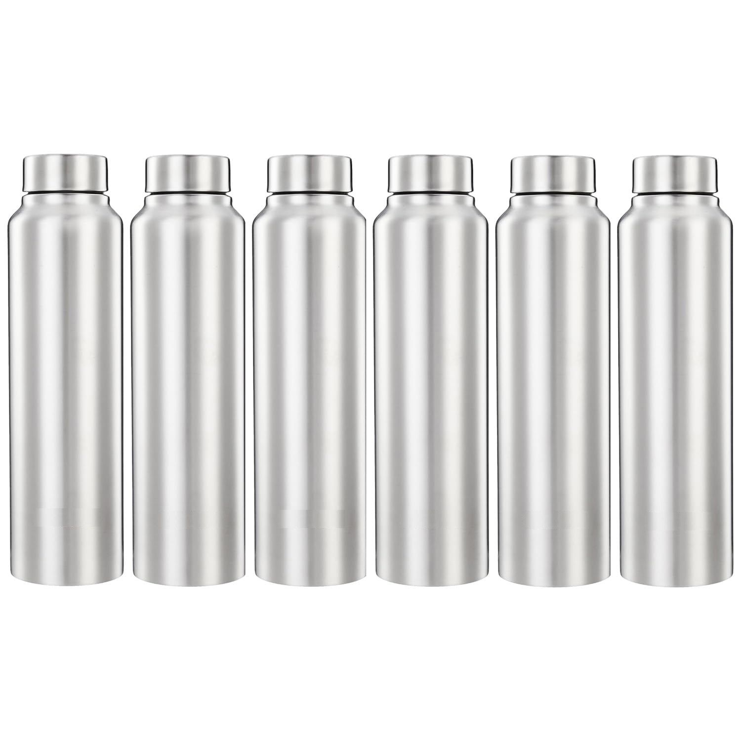 

Бутылки для воды из нержавеющей стали, набор из 6 штук, по 1 л каждая | Устойчивые к ржавчине, небьющиеся, герметичные | Пищевая сталь | для офиса, дома, путешествий |(Серебряный)