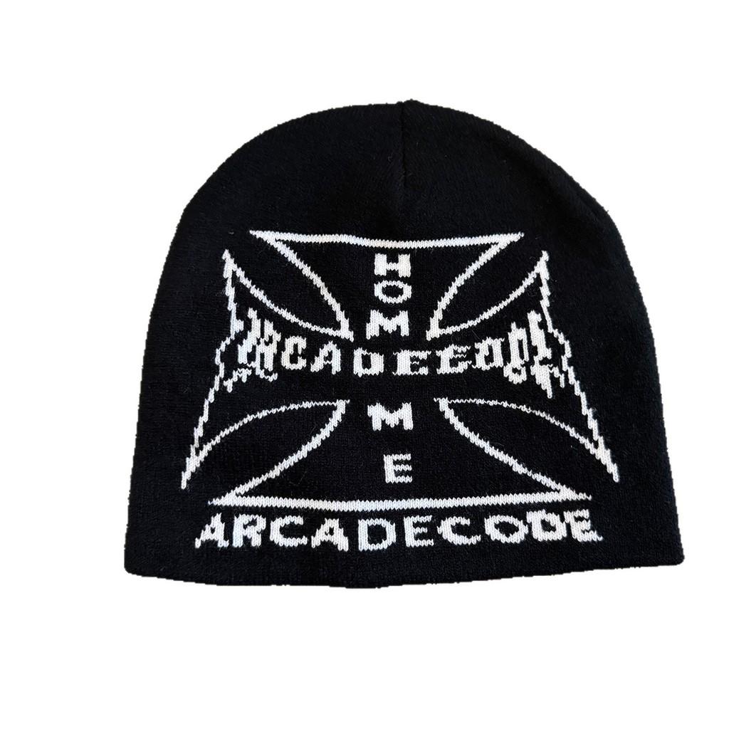 Cross Urban Streetwear Letter Knitted Cap With Acrylic Material For Casual Style