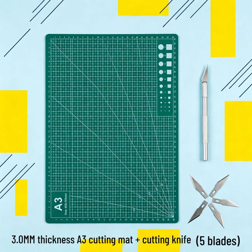 A2/A3/A4 Double-Sided Cutting Mat for Desktop Protection and Crafting - Ideal for Carving, Eraser Stamping, and Paper Cutting.