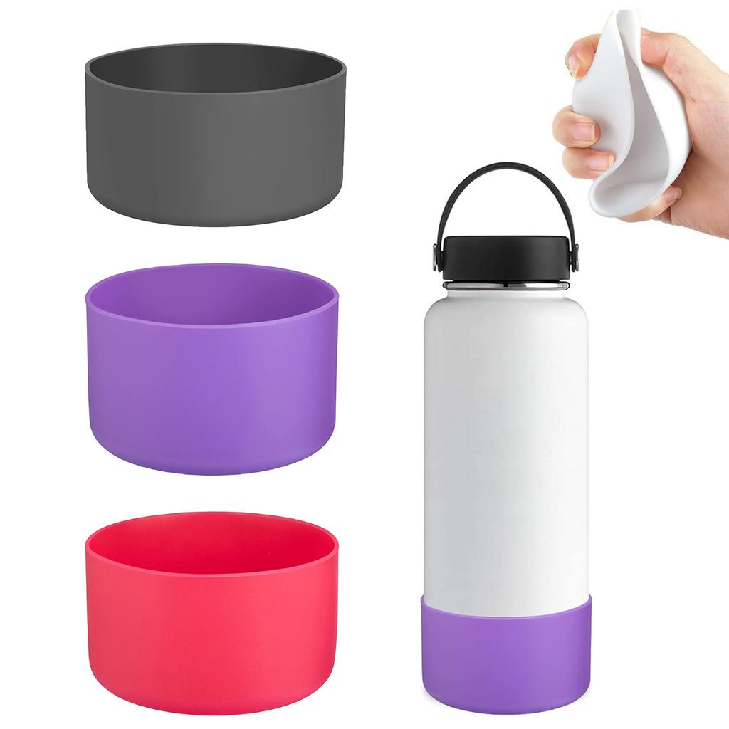 Silicone Bottom Boot for Wide Mouth Water Bottles – Fits 12-40oz Tumblers Shock-Absorbing Anti-Slip Base Cover Protective Sleeve