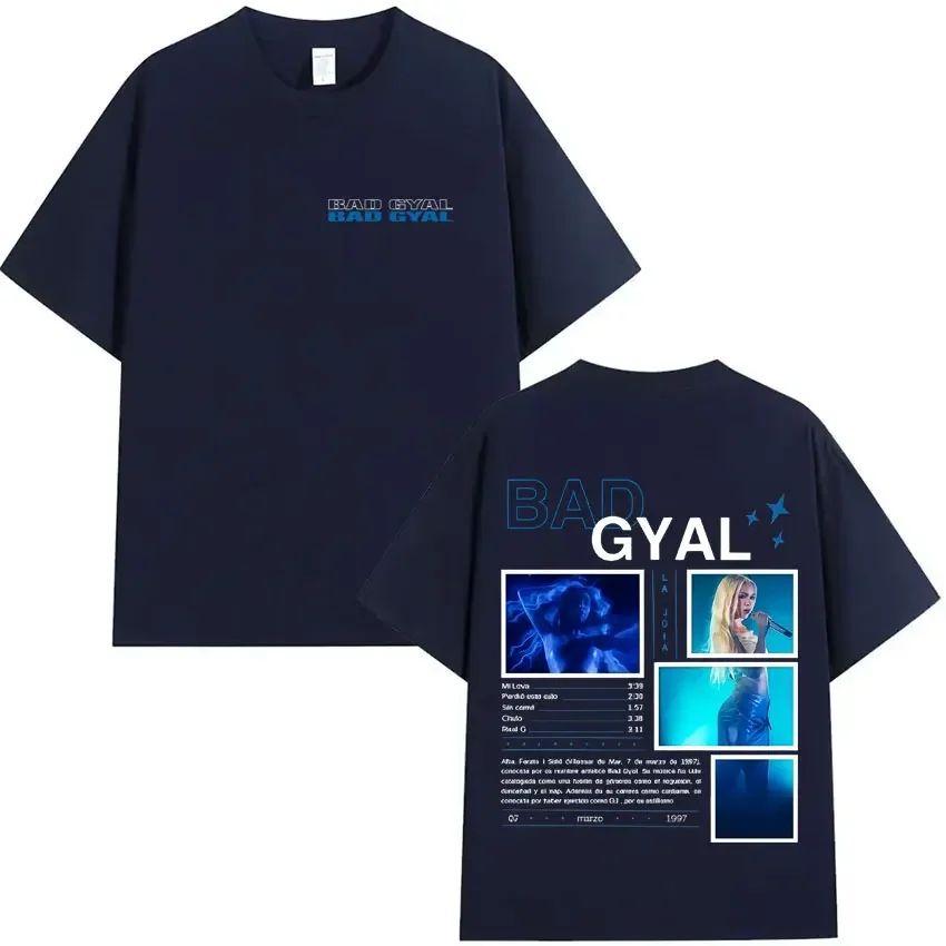 Punk Y2K Clothing Bad Gyal Album Tour Double Sided Print Graphics Tees Oversized Hip Hop T Shirt Casual Style Comfortle Unisex