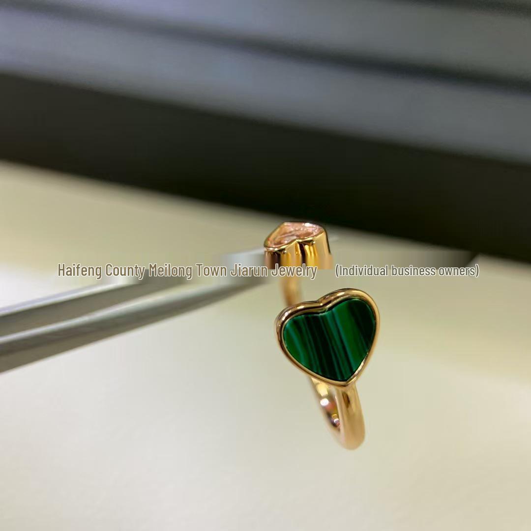 Набор: Красное агатовое и перламутровое колье в форме сердца Сяо с браслетом цвета павлиньего зеленого