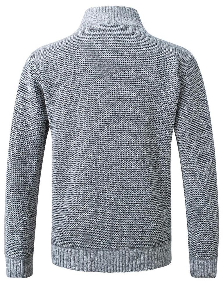 Men's Korean Style Thickened Warm Knit Stand Collar Zipper Sweater