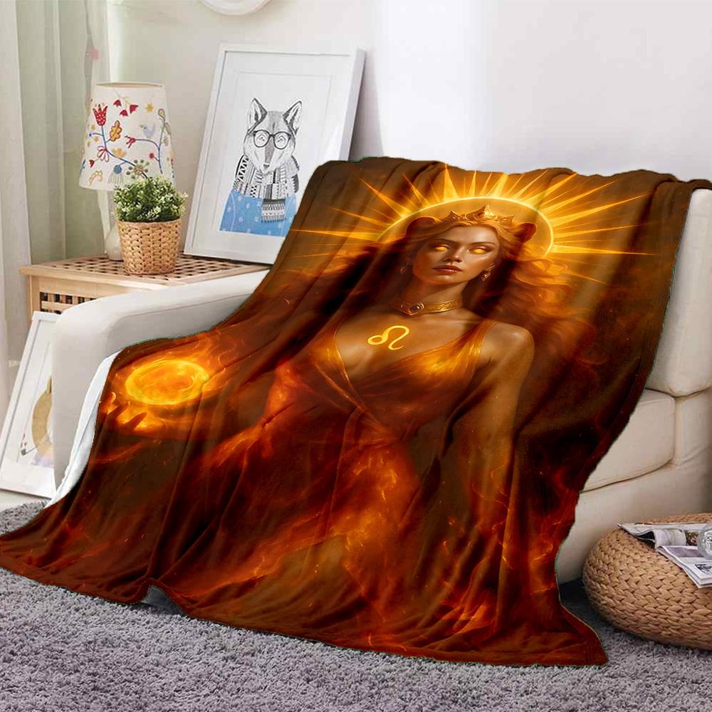 1PC Leo Symbol Blanket Soft Warm All Season Throw for Sofa, Bed, Car, Office Vibrant Colorful Design, Durable & Cozy Gift