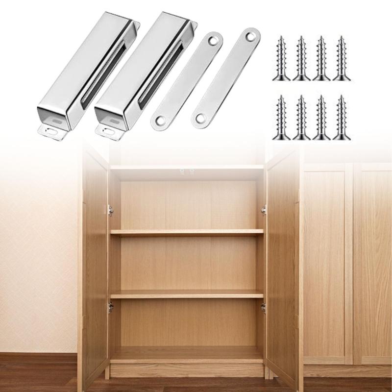 4Pieces Magnetic Door Latches Sturdy Stainless Steel Automatic Shut Mechanism for Cupboard Closet Wardrobe Room Door