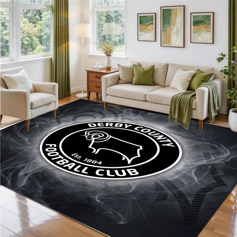 Derby County Design Crystal Velvet Rug Soft Decorative Mat for Bedroom Entrance