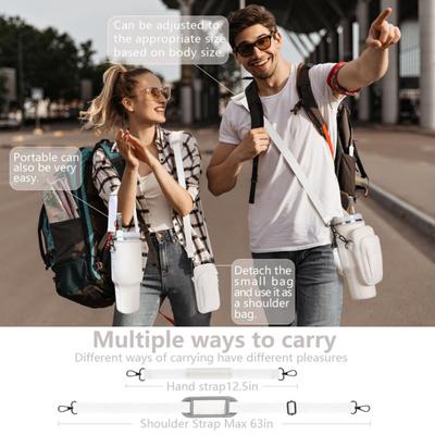 40 Oz Water Bottle Holder with Removable Pouch Pocket Adjustable Strap for Cup Accessories Water Bottle Carrier Bag with Zipper Design for Phone Keys