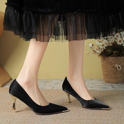 French Shallow Mouth High Heels Women's 2025 Autumn New Models with Skirts Pointed Anti-kick Thin Heels Comfortable Commuting Simple Single Shoes