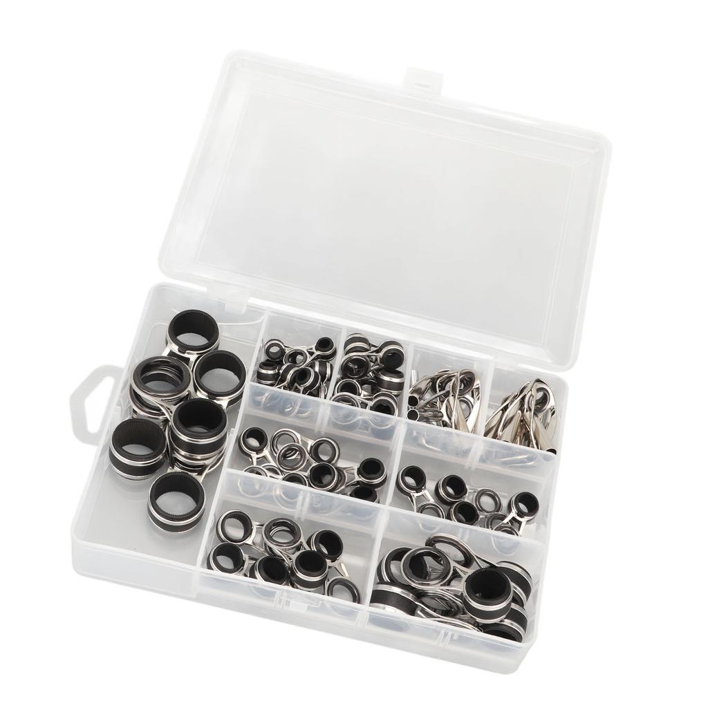 55Pcs Fishing Rod Guides Line Rings Set Stainless Steel Ceramic 9 Different Sizes Fishing Rod Guides Tip Rings