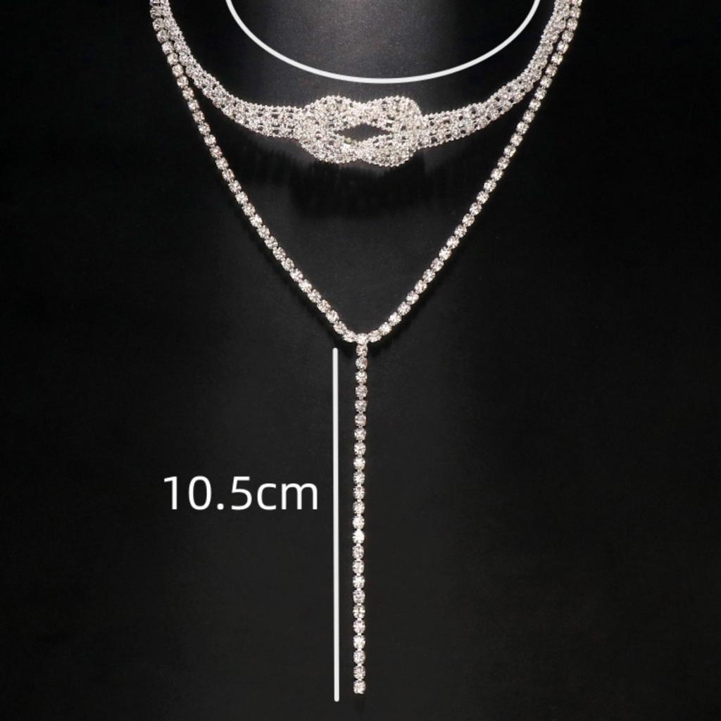 Fashion Full Diamond Long Necklace Feminine Lock Necklace Bone Chain Personalized Jewelry Necklace Dress Accessories