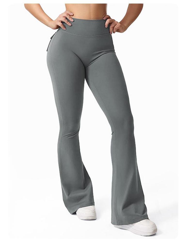 Custom Outdoor Peach Yoga Flare Pants - Stylish, Pocketed, Sport & Workwear for Women