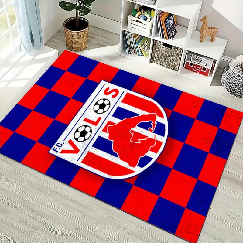 Romania National Football Team Shield Rug Red Blue Yellow Diagonal Stripe Soft Carpet for Supporters