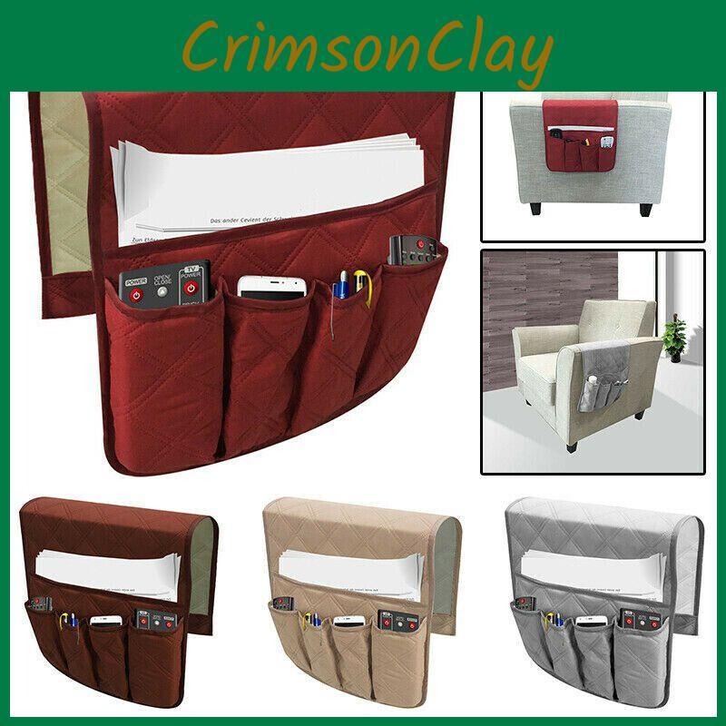 Versatile 5 Pocket Armchair Caddy Storage Holder Perfect For Remote And Magazine Storage
