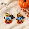 Halloween Holiday Party Accessories 1 Pair Drop Dangle Earrings for Women, Acrylic Pumpkin Gifts Girls Black Cat Earrings, Jewelry Lovers Double Sided
