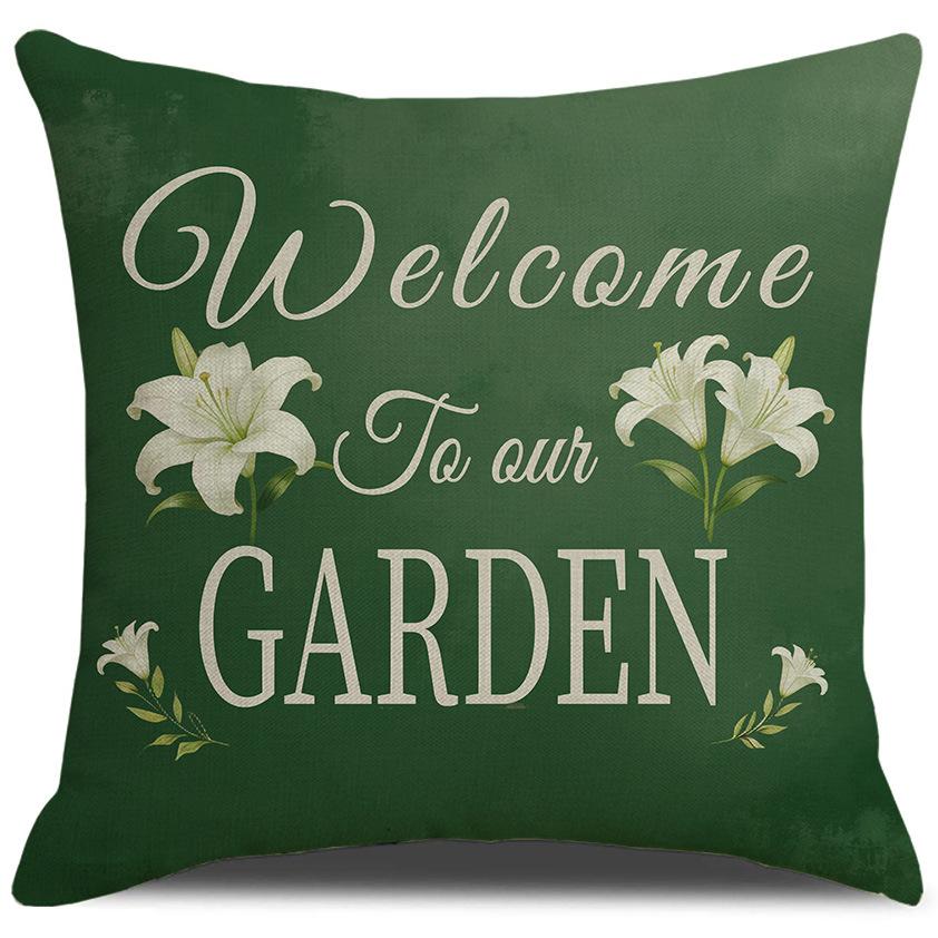 Vikama Spring Summer Pillow Covers Green Leaves Bird Lily Print Decorative Cushion Covers For Home Porch Sofa Decoration