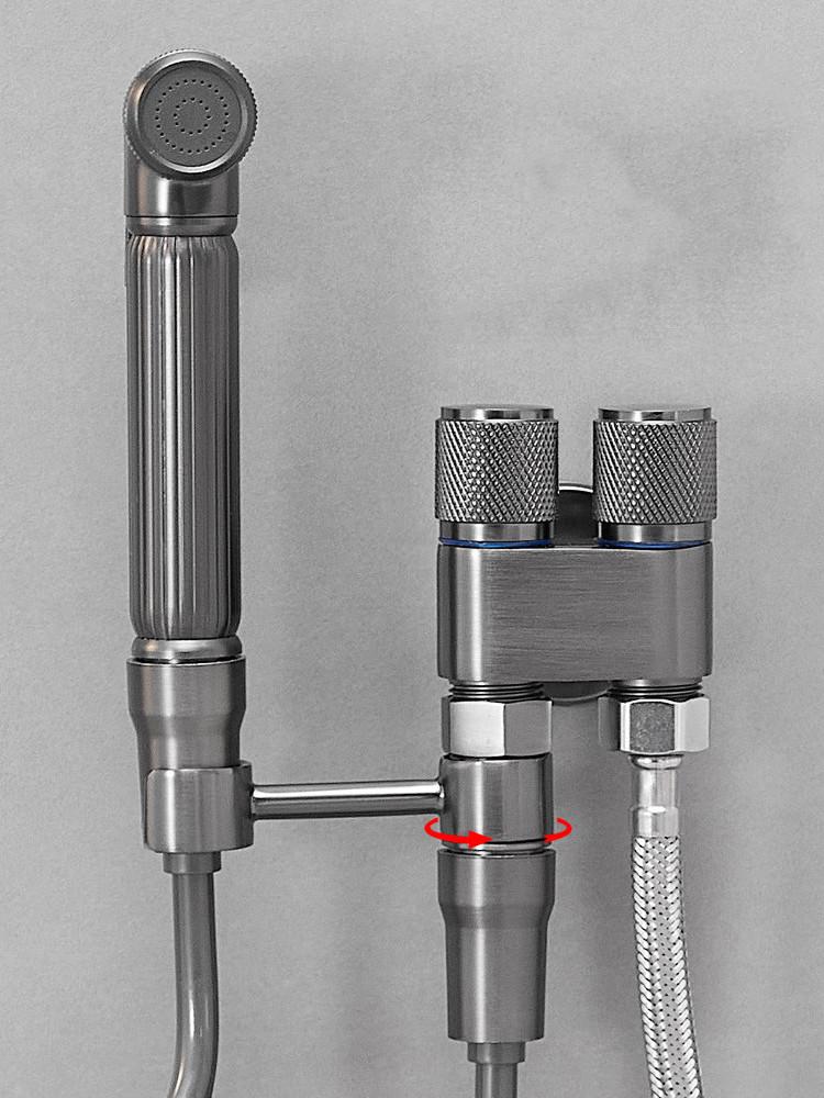 Väggmonterat Toalett Bidé Kran set Mässing Dubbel Användning Bidé kran Badrumsspruta Grå bidé kran Högtrycksspruta grå