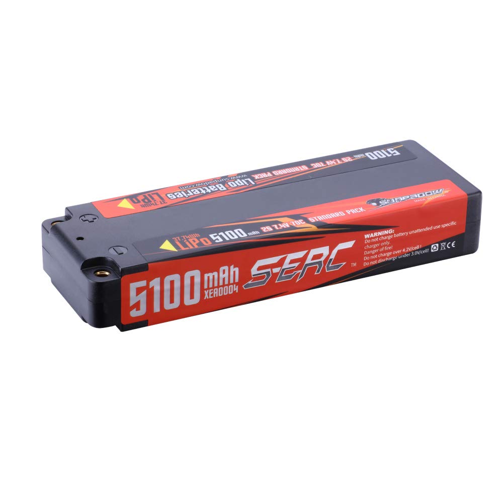 SUNPADOW S-ERC Series 5100mAh 7.4V 2S 70C LiPo Hard Case for RC Trucks, RC Truggys, RC Unmanned Helicopters, FPV Racing
