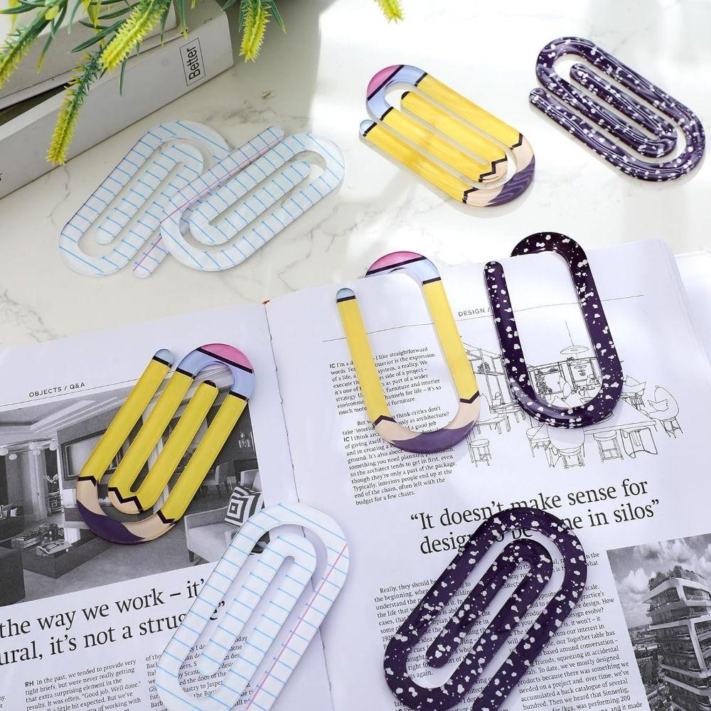 3Pcs/set Acrylic Paperclip Bookmark Classroom Theme Document Bookmark Paper Clips  Note Decor