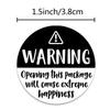 3.8cm Black and White "Warning" Adhesive Labels for Gift Decoration and Business Sealing
