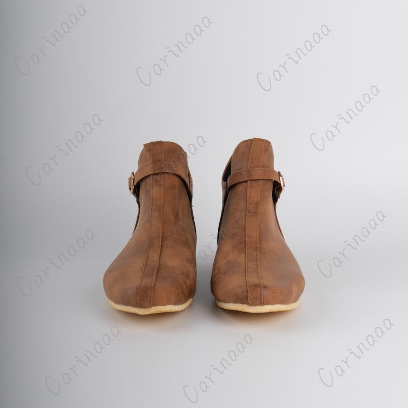 Renesanční Středověké Pánské Boty Vikinského Rytíře Prince Vinobraní Hnědé S Přezkou Kožené Boty Krátké Ploché Boty Cosplay Pirátský Kostým