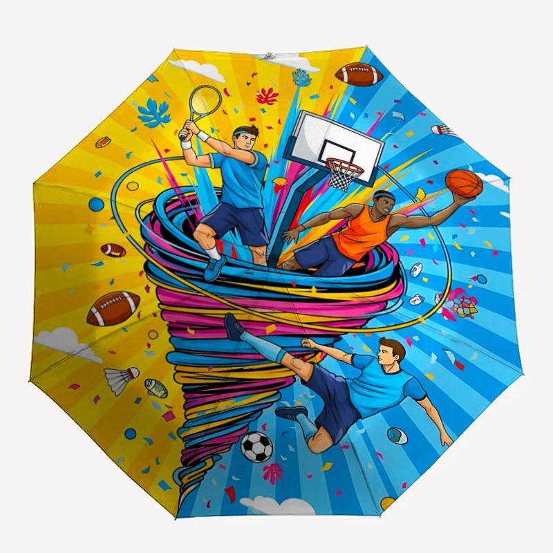 

1PC Sports Tornado Automatic Folding Umbrella, Portable & Foldable Design with 8 Ribs, 17