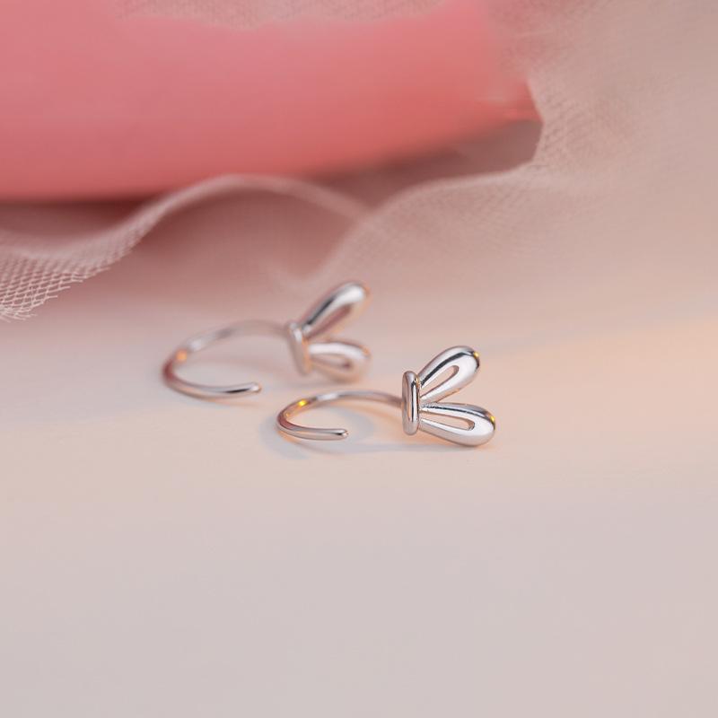 Cute Rabbit Ear Stud Earrings Female Playful Design Sleeping Free Earrings Hollow Rabbit Ear Hook