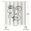 Contemporary Line Art Face Shower Curtain 1Pc With 12 Hooks For Bathroom Home Decor Polyester 2D Flat Print 70.8X70.8 Inch
