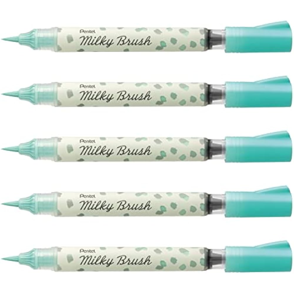 Pentel Цветные кисти-маркеры Milky Blush Пастельный мятно-зеленый 5 шт. XGFH-PD