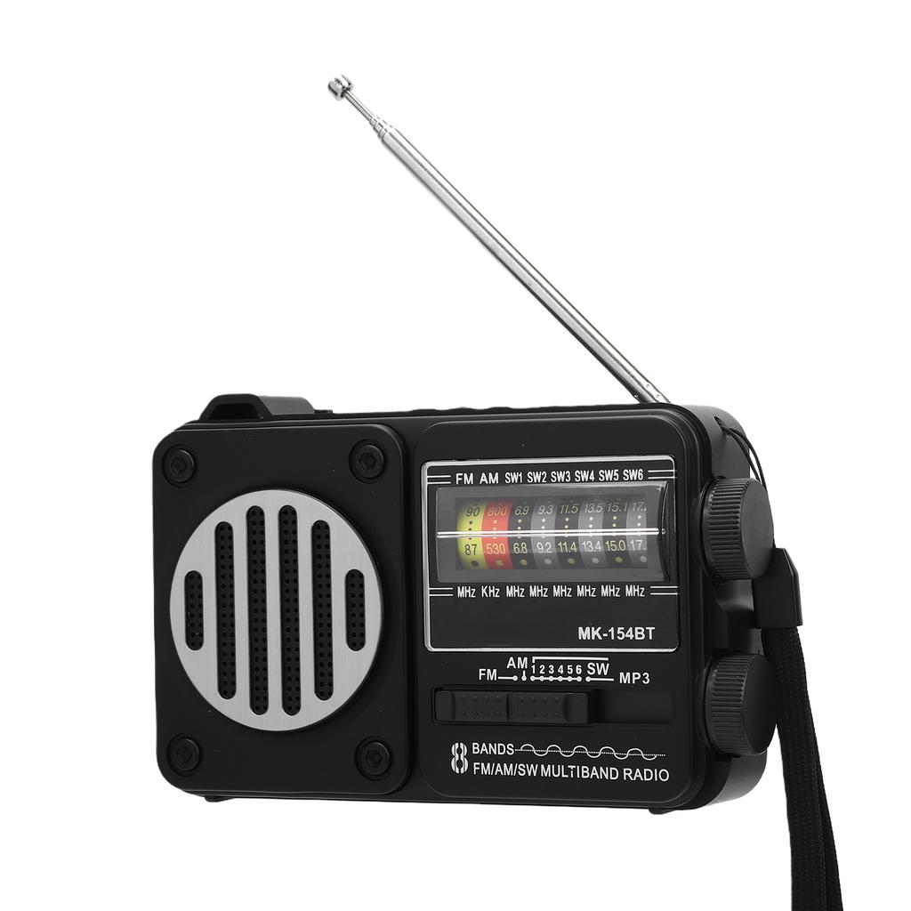 AM FM SW Radio USB Rechargeable Support Memory Card USB Playing Portable Bluetooth Radio with Flashlight Large Knob